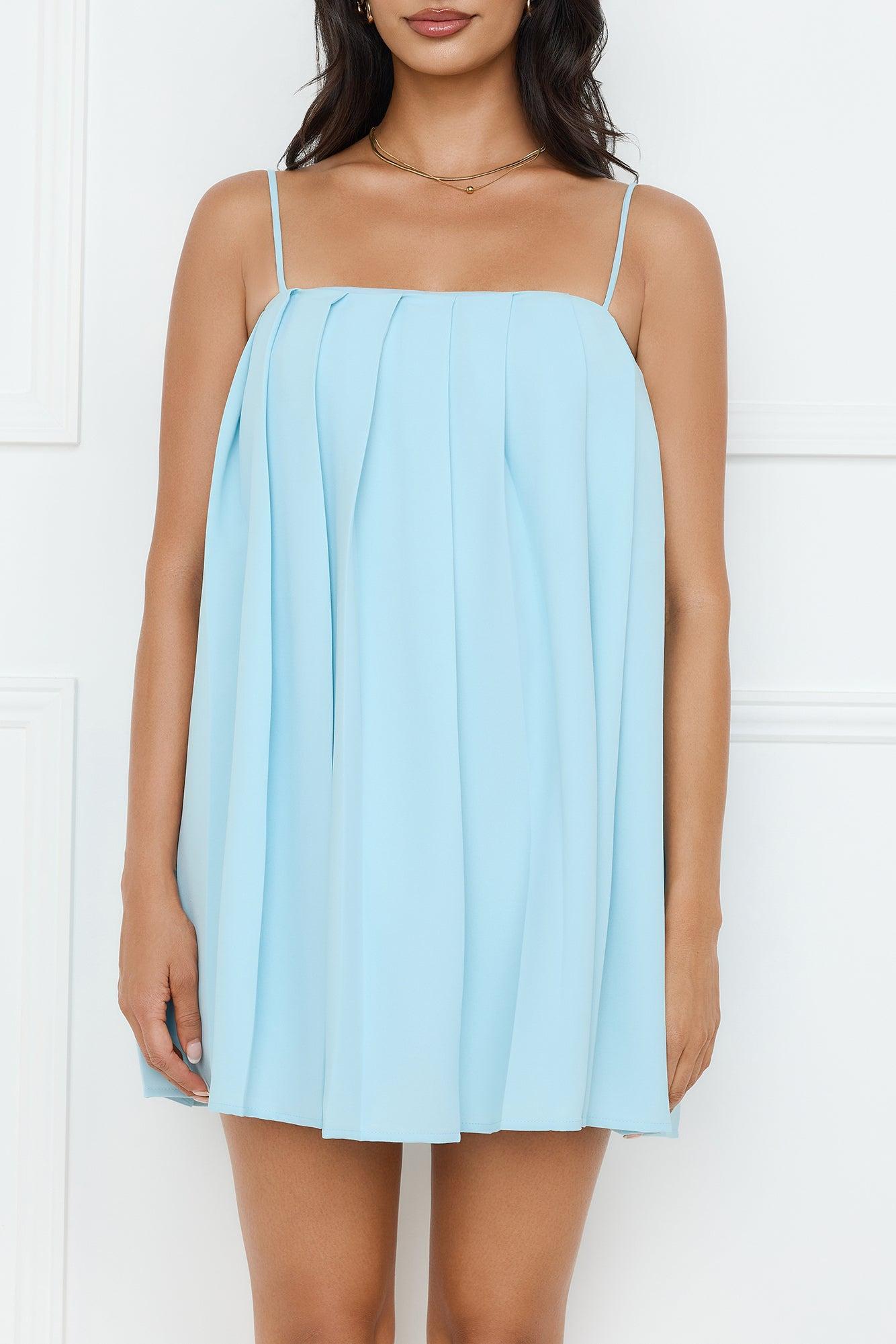 Affluence Pleated Mini Dress Blue Product Image