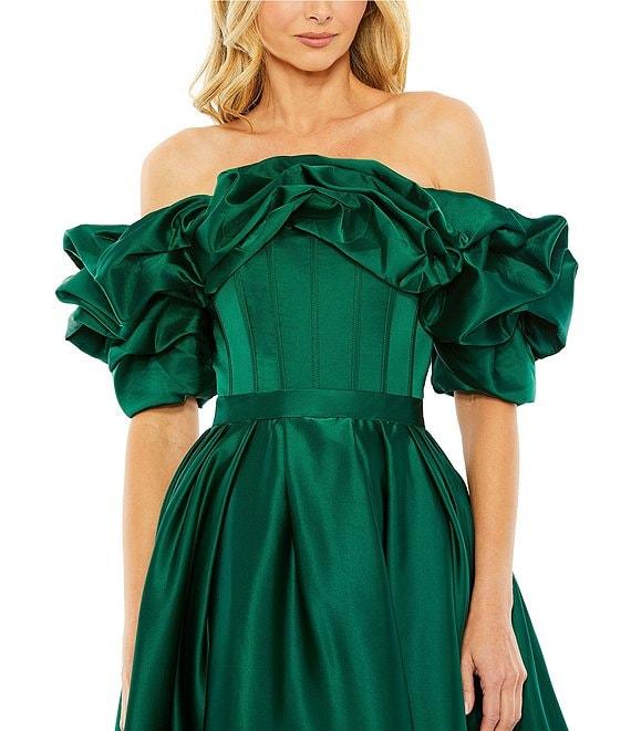 Mac Duggal Ruffle Off The Shoulder Short Sleeve Gathered Cocktail Dress Product Image