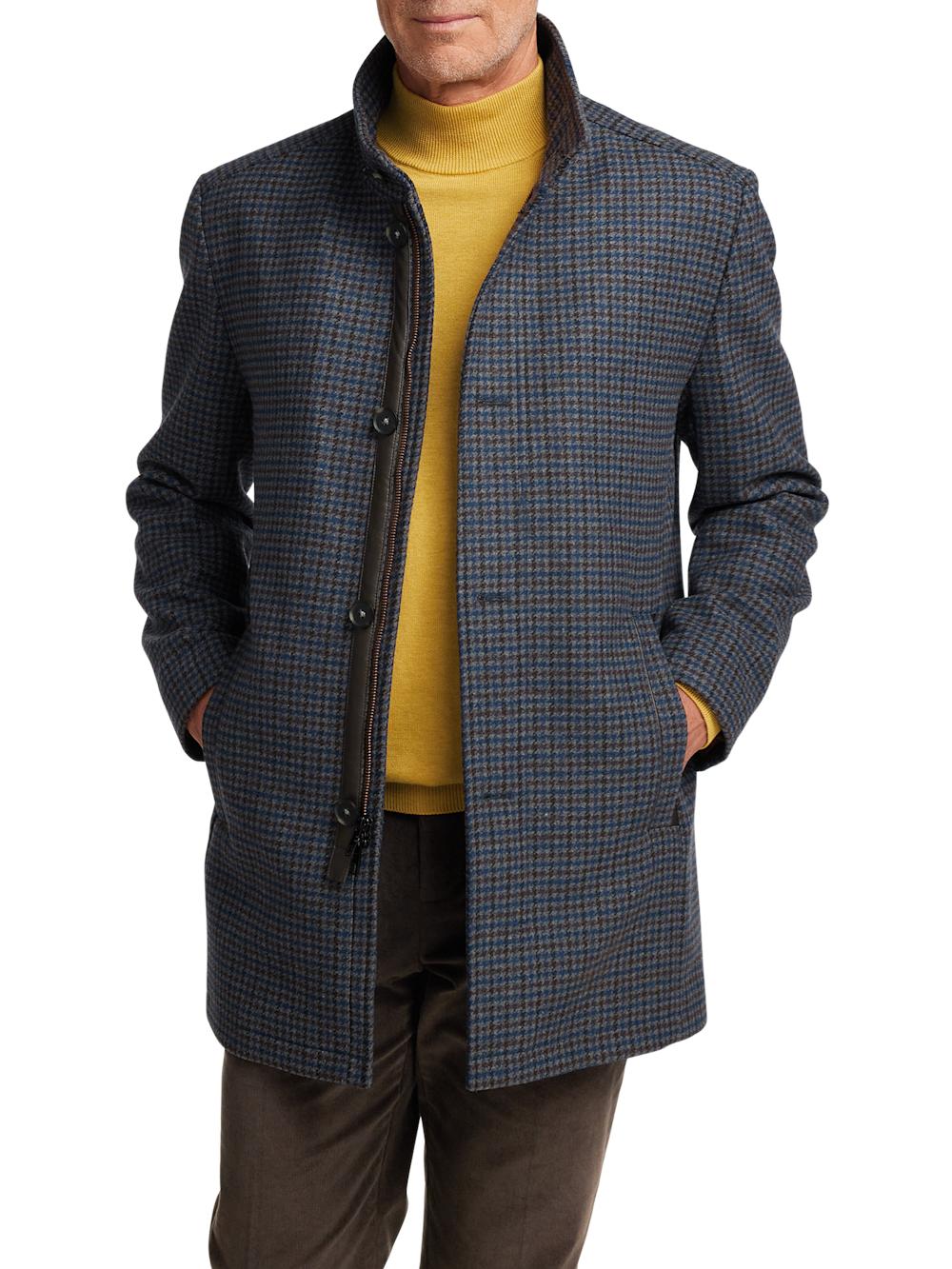 Wool Blend Check Carcoat - Multi Product Image