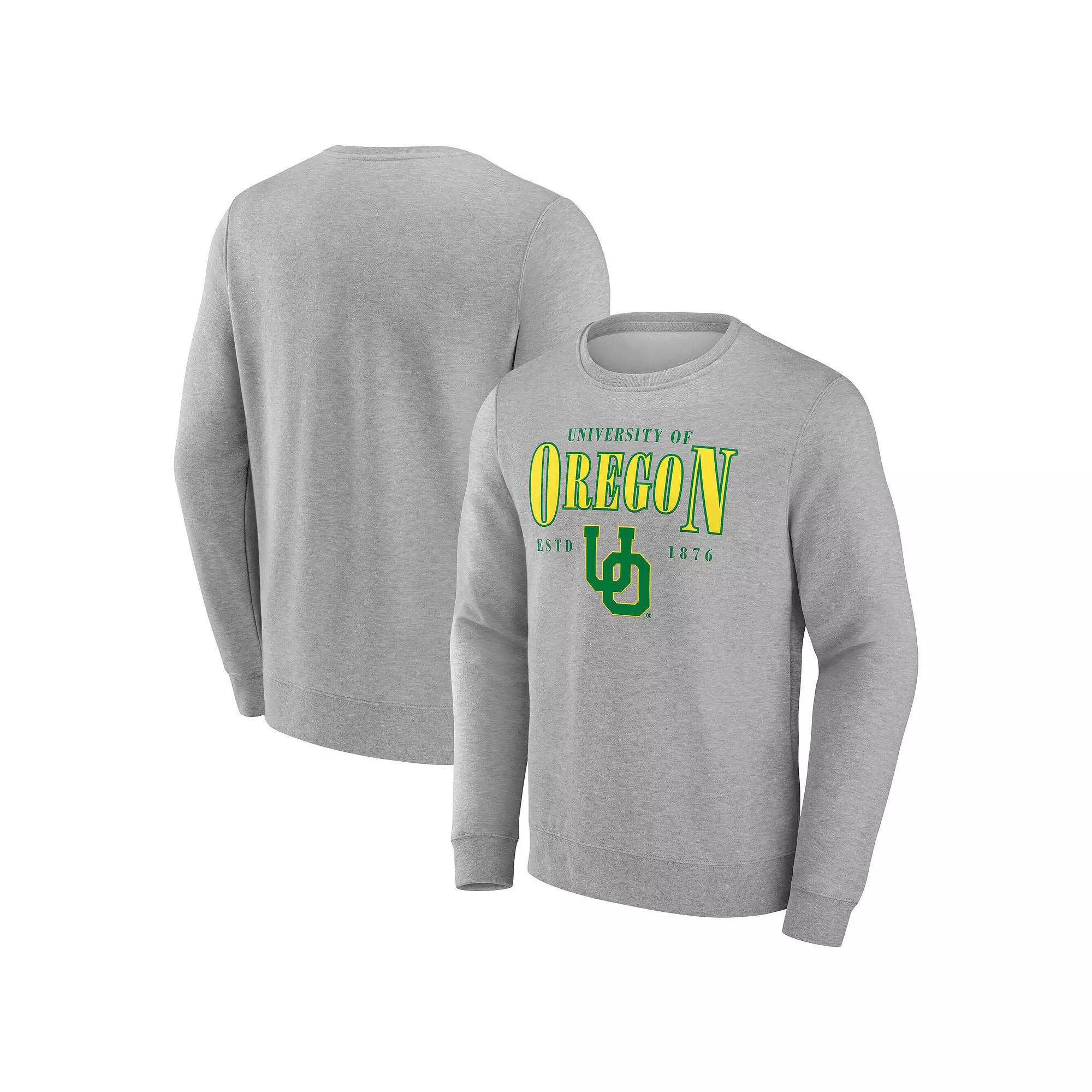 Men's Fanatics Gray Oregon Ducks True Classics Act Fast Fleece Pullover Sweatshirt,  Product Image