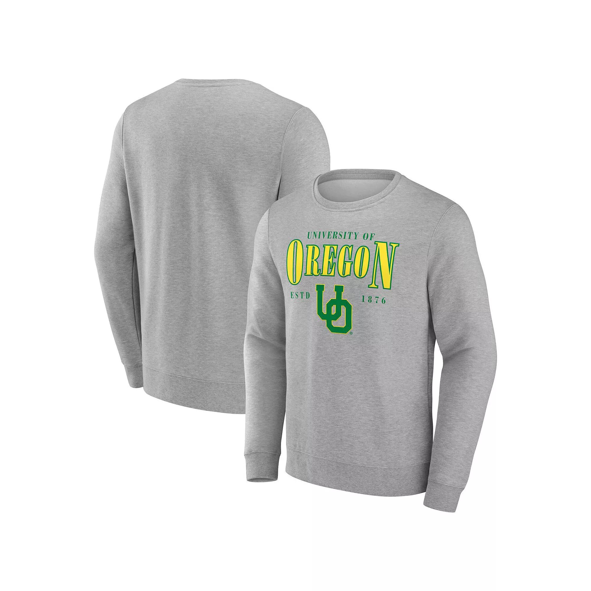 Men's Fanatics Gray Oregon Ducks True Classics Act Fast Fleece Pullover Sweatshirt,  Product Image