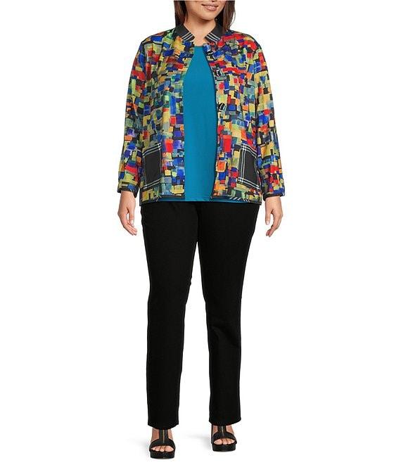 Ali Miles Plus Size Crepe Lux Crew Neck Sleeveless Tank Product Image