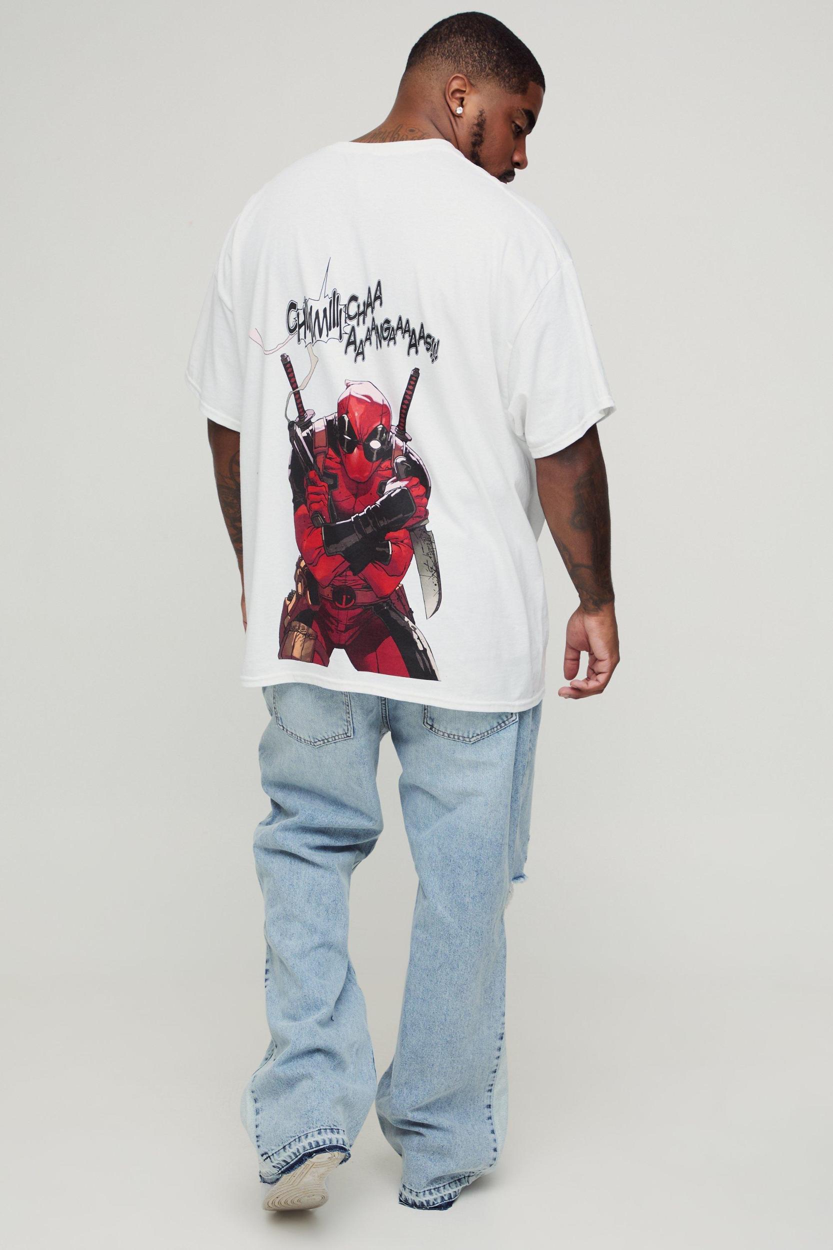 Plus Oversized Deadpool License Print T-Shirt | boohooMAN USA Product Image