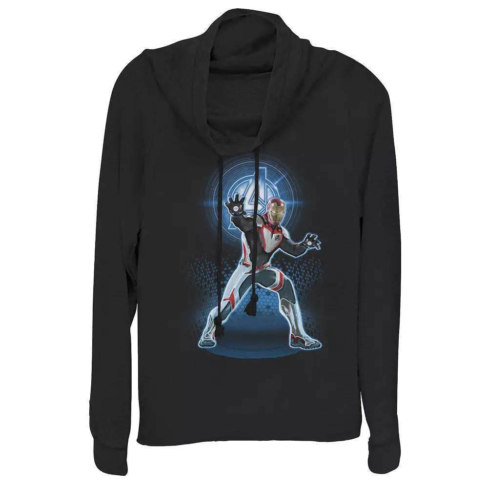 Juniors' Marvel Avengers: Endgame Logo Iron Man Quantum Suit Portrait Cowlneck Graphic Lightweight Long Sleeve, Girl's,  Product Image