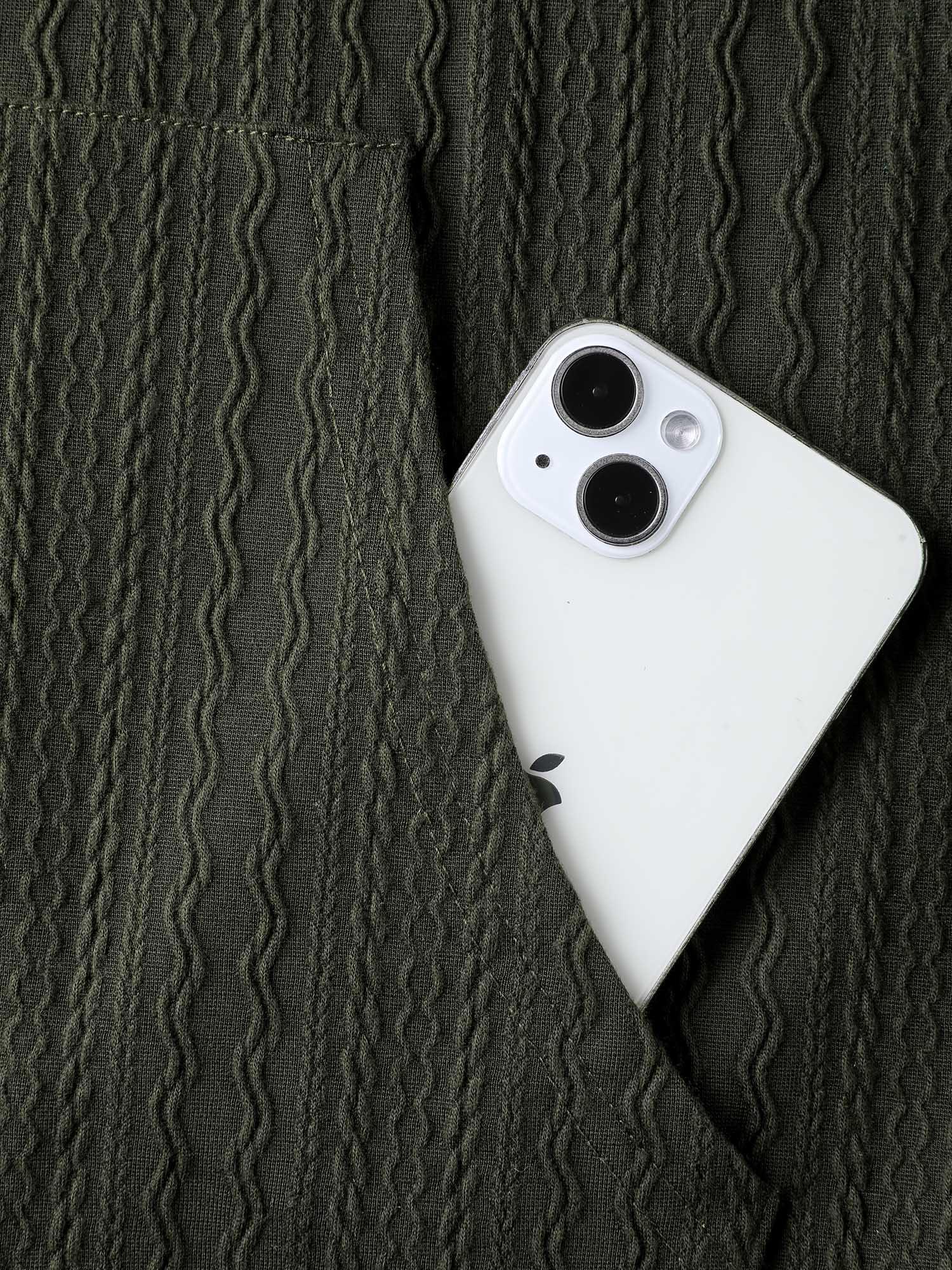 Textured Solid Pocket Zipper Hoodie Female Product Image