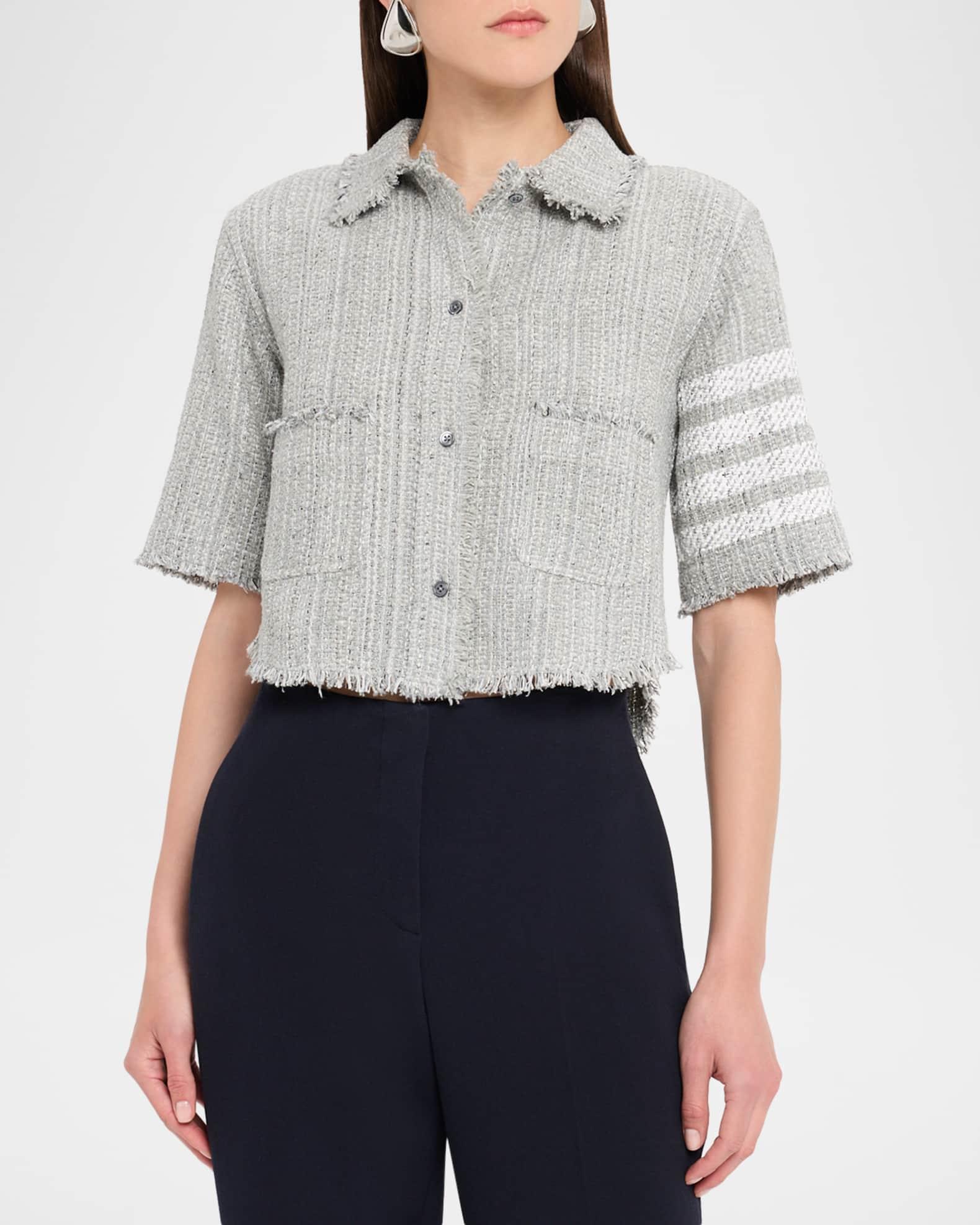 Woven Tweed Cropped Shirt Jacket Product Image