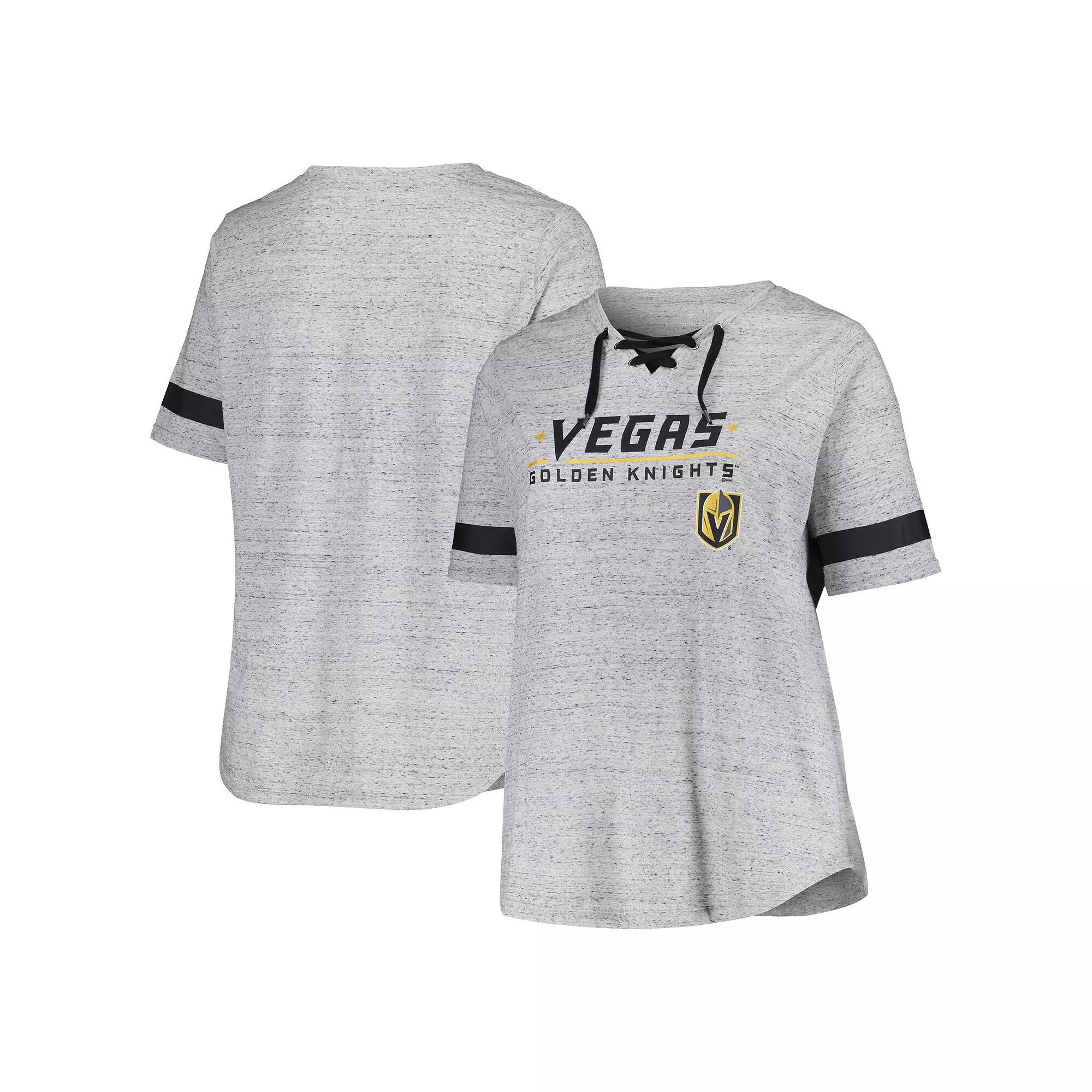 Women's Fanatics Heather Gray Vegas Golden Knights Plus Size Lace-Up  T-Shirt, Size: 4XL, Lvk Grey Product Image