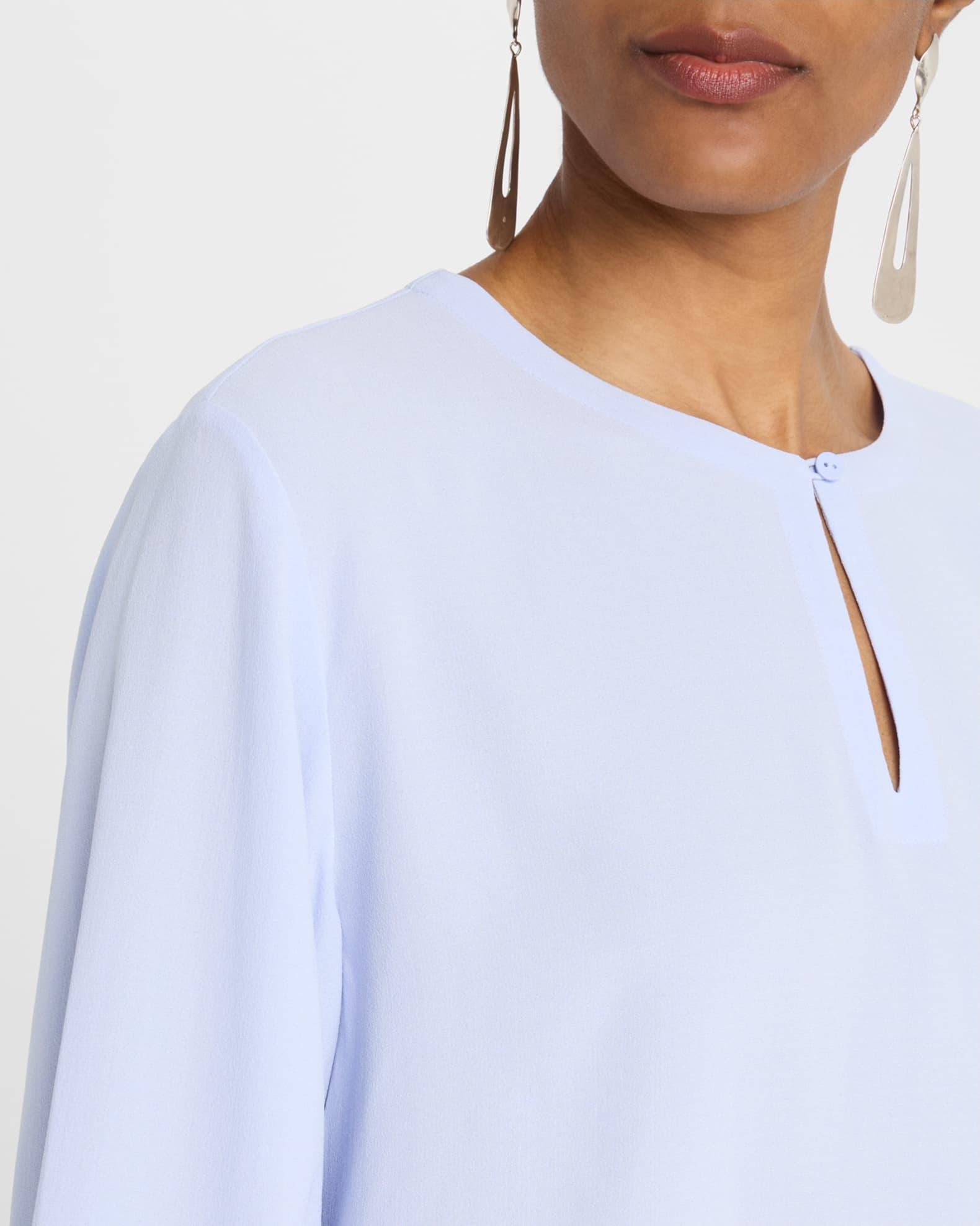 Keyhole Silk Georgette Crepe Tunic Product Image