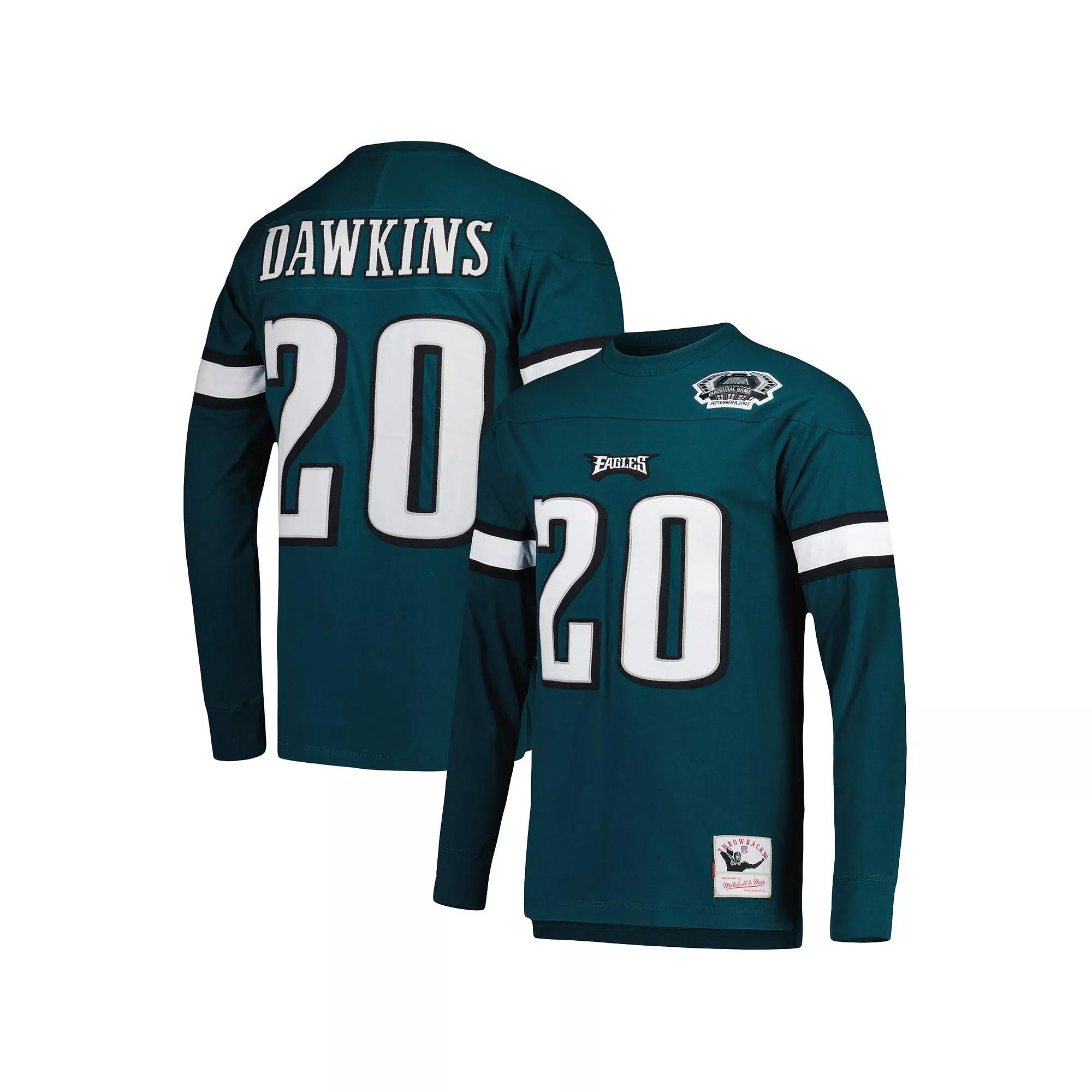 Men's Mitchell & Ness Brian Dawkins Midnight Green Philadelphia Eagles Retired Player Name & Number Long Sleeve Top, Size: XL Product Image
