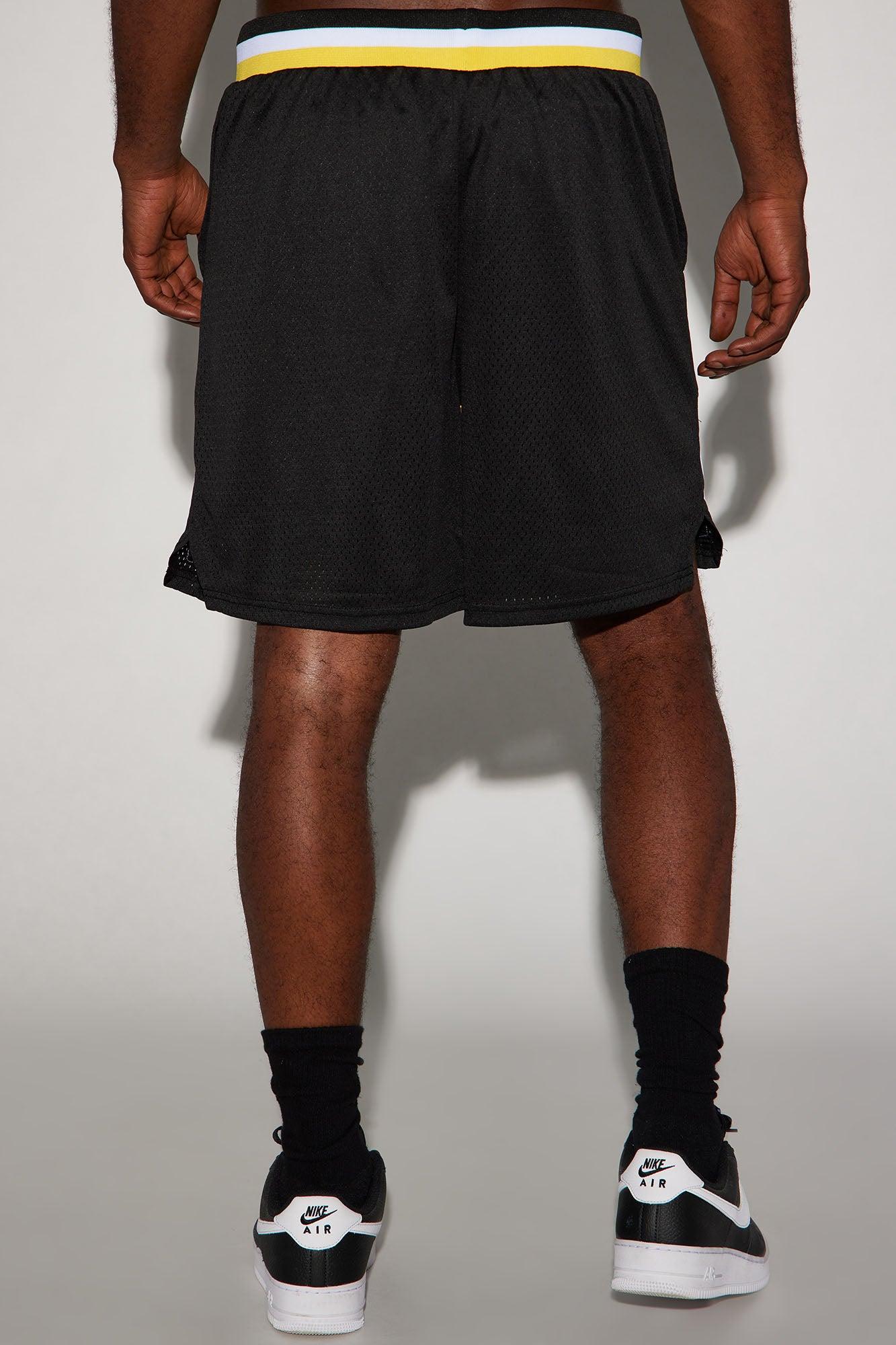 Lakers Behind The Back Mesh Shorts - Black/Yellow Product Image