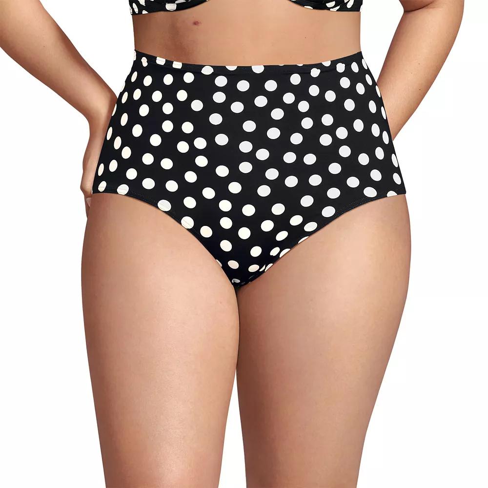Plus Size Lands' End High Waisted Swim Bottoms, Women's, Size: 22 W, Black White Dots Product Image