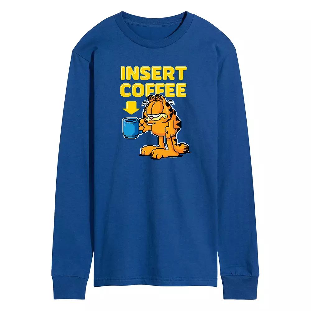 Men's Garfield Coffee Long Sleeve Graphic Tee,  Product Image