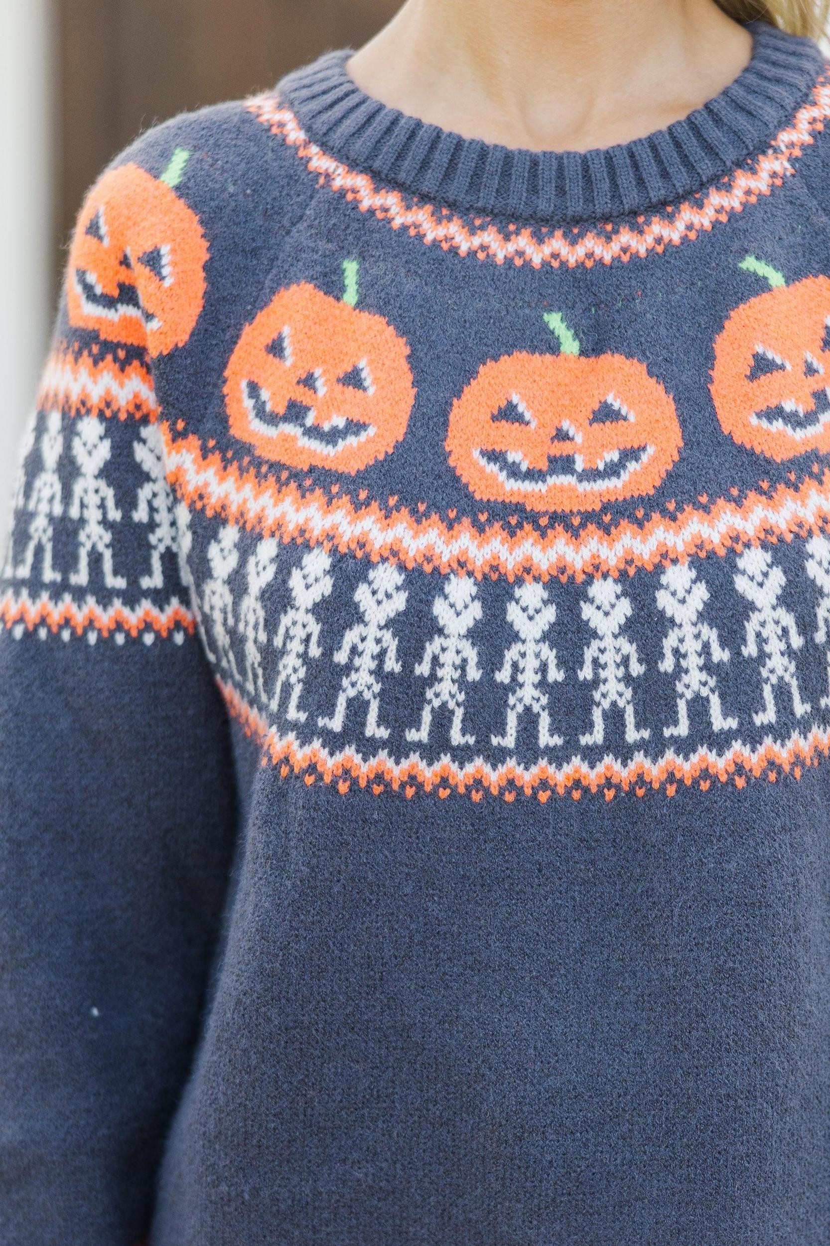 Spooky Season Charcoal Gray Halloween Sweater Female Product Image