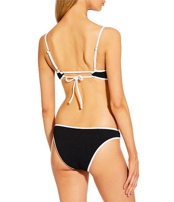 GB Solid Scrunchie Textured Trim Detail Rectangle Ring High Leg Hipster Swim Bottom Product Image