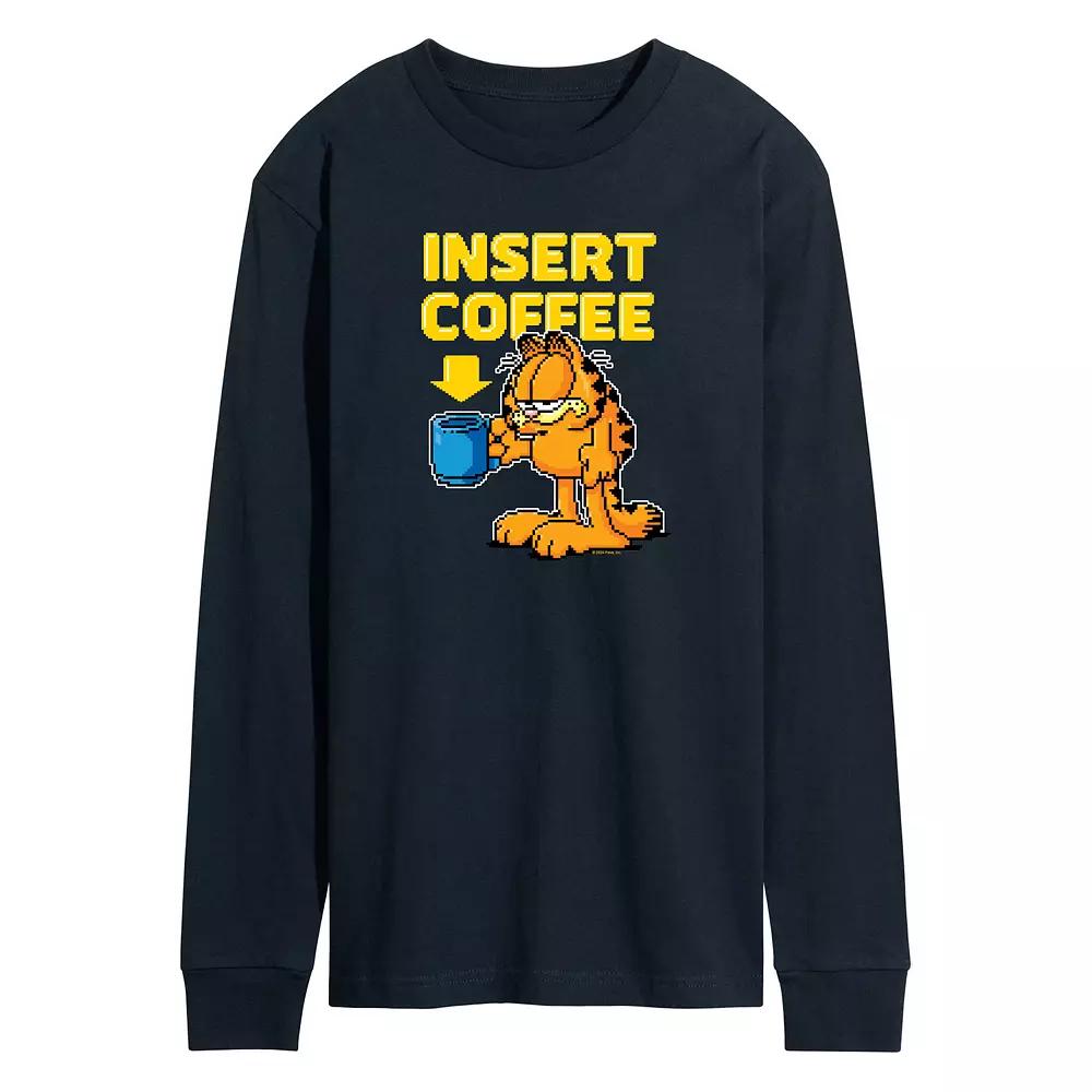 Men's Garfield Coffee Long Sleeve Graphic Tee,  Product Image