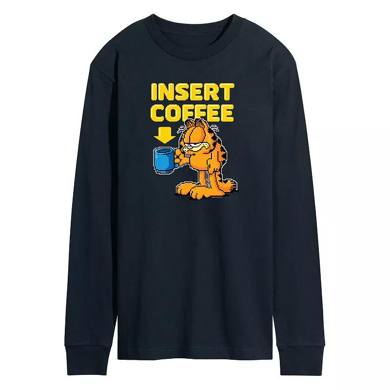Men's Garfield Coffee Long Sleeve Graphic Tee,  Product Image