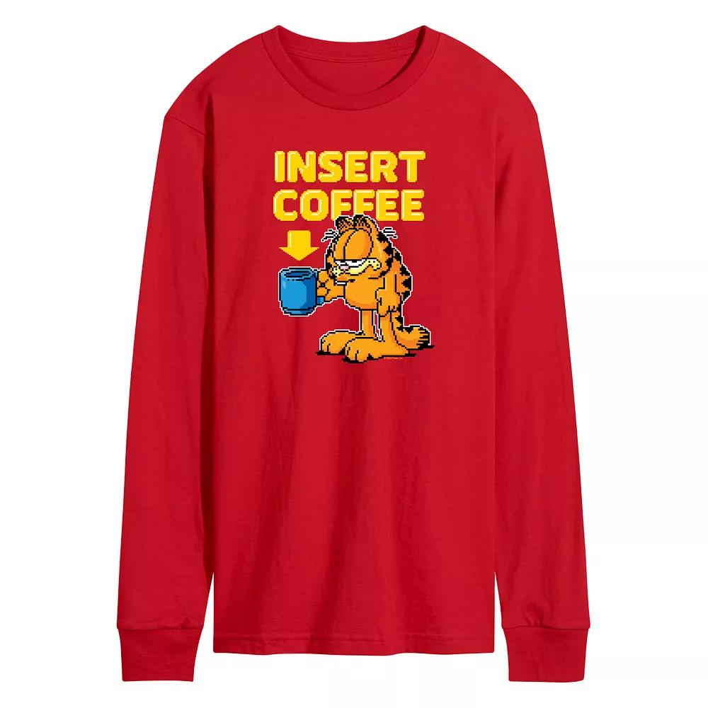 Men's Garfield Coffee Long Sleeve Graphic Tee,  Product Image