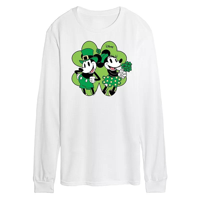 Disney's Mickey & Minnie Mouse Men's Shamrock Long Sleeve Graphic Tee,  Product Image