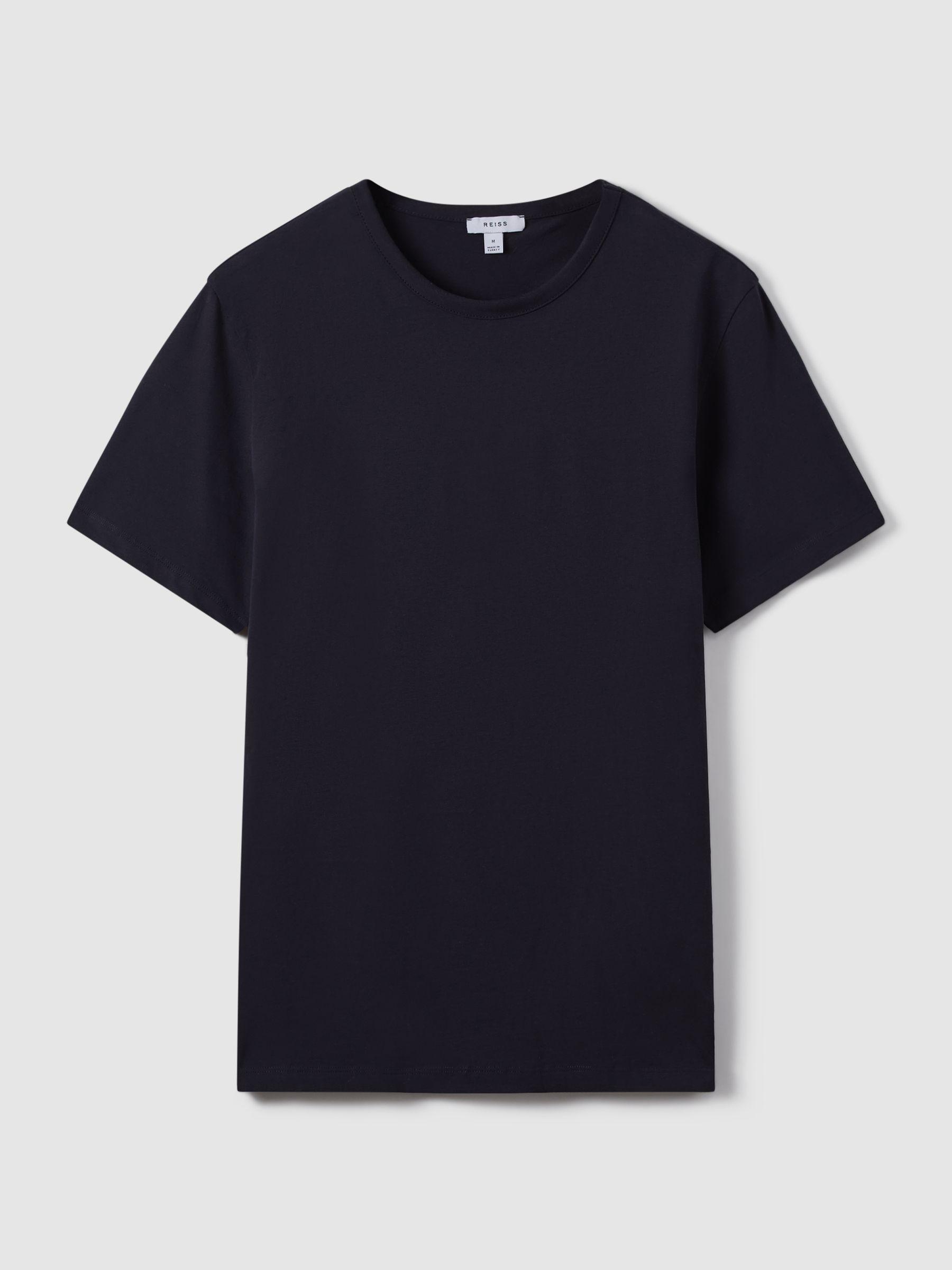Cotton Crew Neck T-Shirt in Navy Product Image