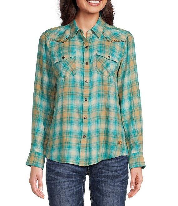 Ariat Roping Plaid Long Sleeve Snap Front Shirt Product Image