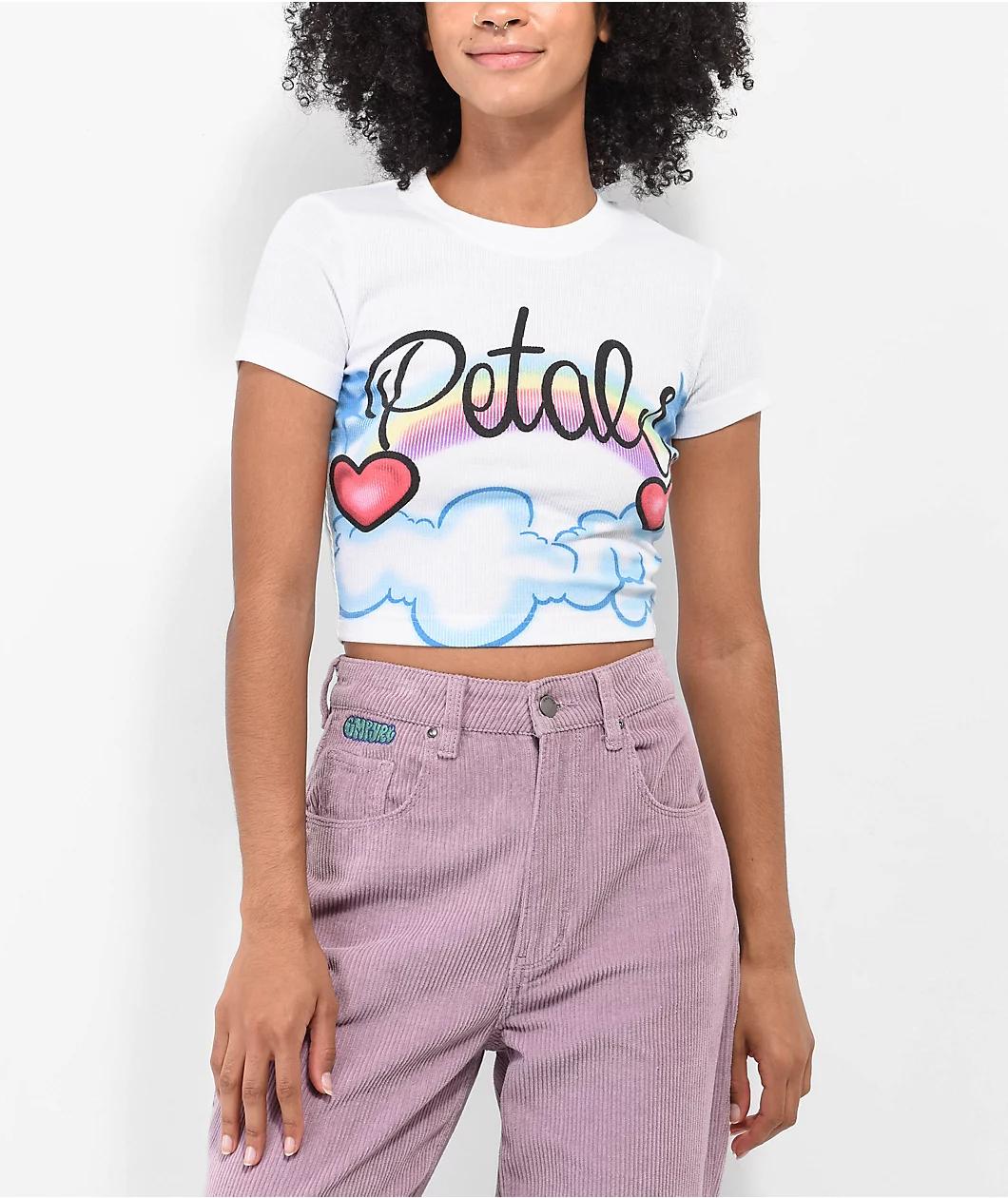 Petals by Petals and Peacocks Airbrush Clouds White Crop T-Shirt Product Image