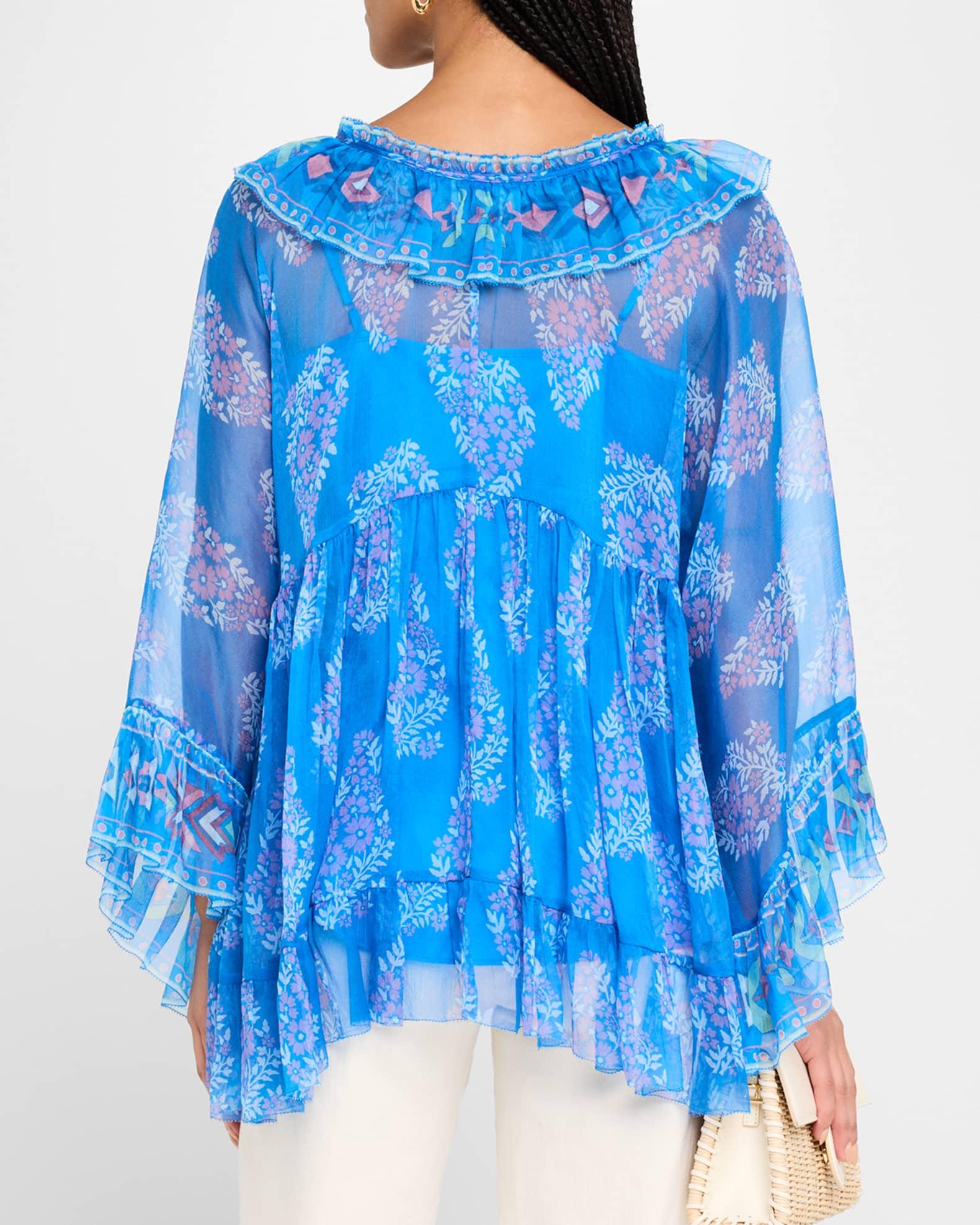Gal Ruffle Floral-Print Chiffon Blouse Product Image