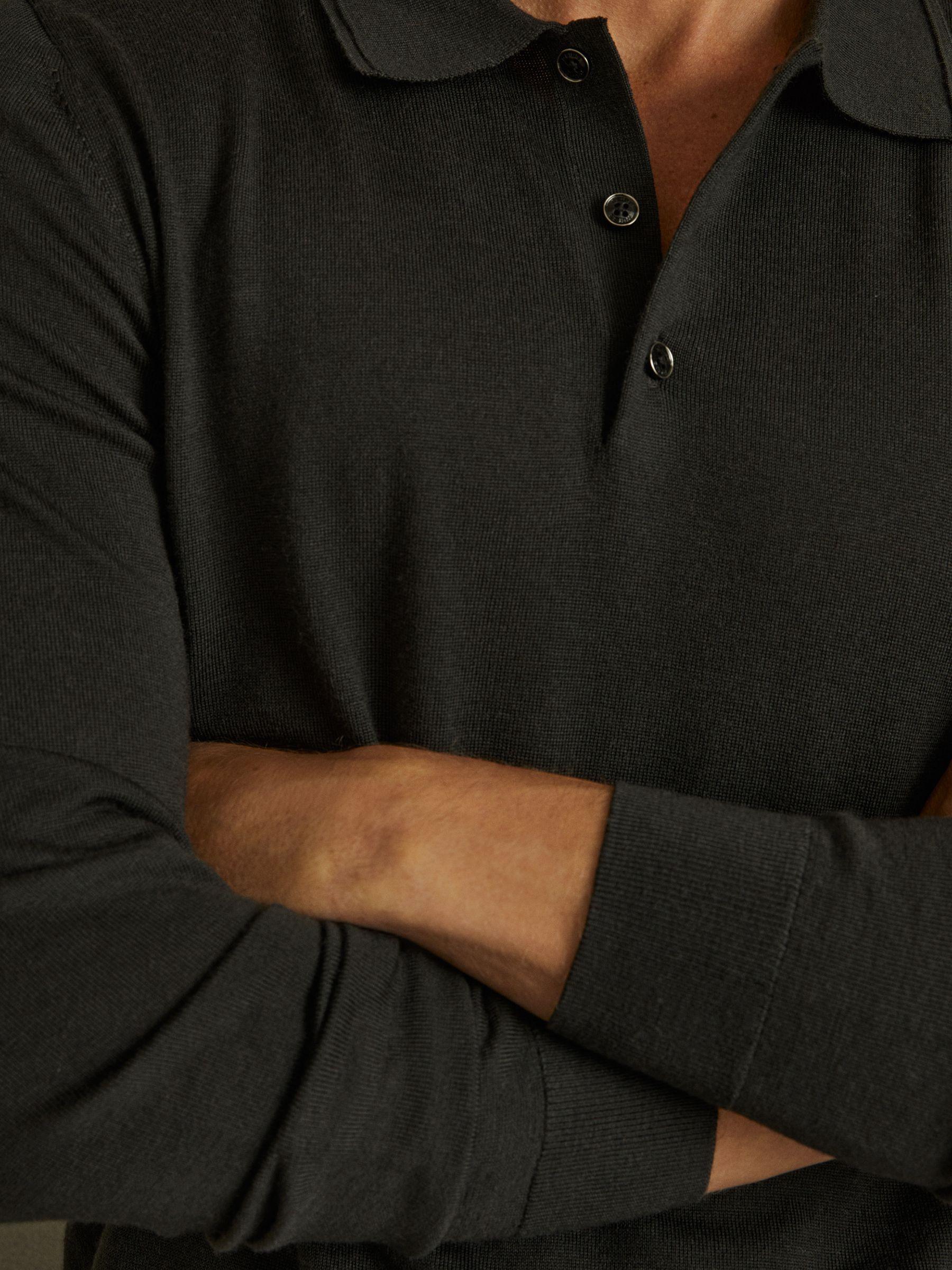 Merino Wool Polo Shirt in Dark Military Green Product Image