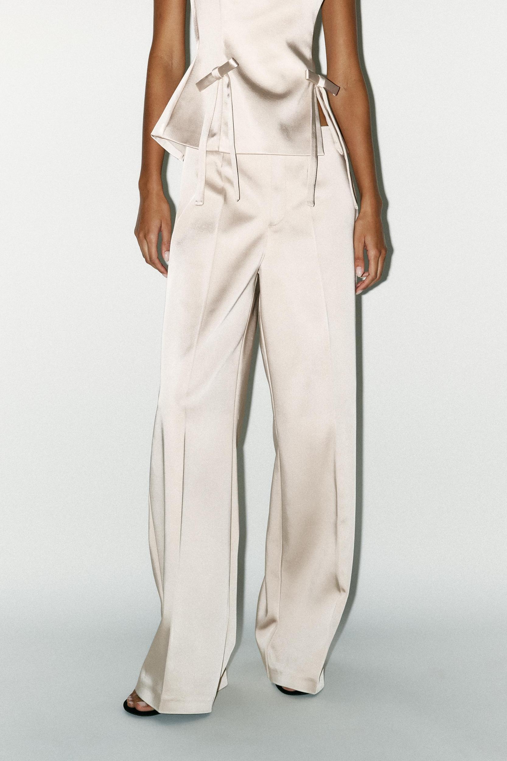 HIGH-WAISTED SATIN PANTS Product Image