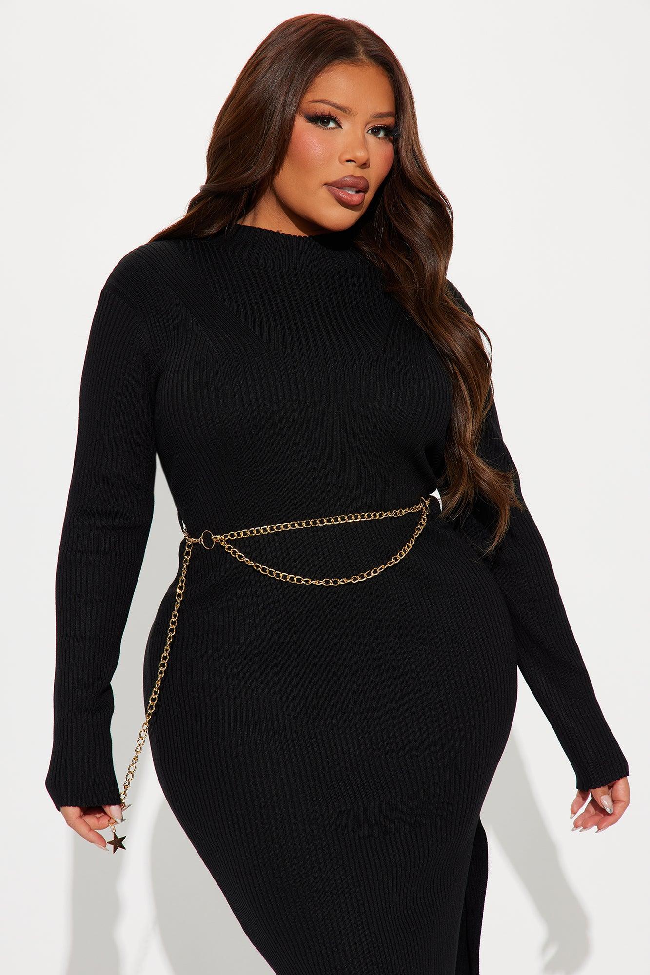 Lulu Sweater Midi Dress - Black Female Product Image