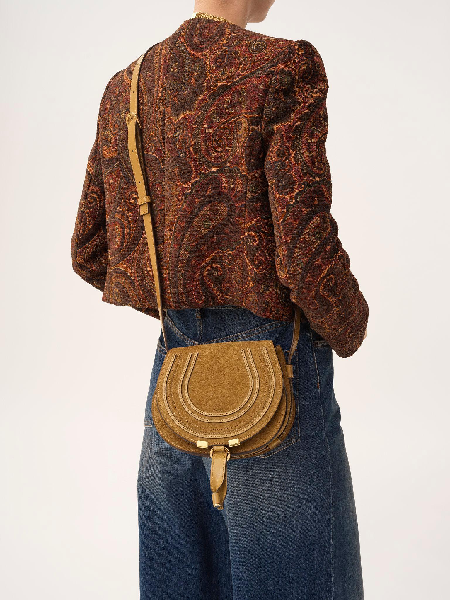 Small Marcie saddle bag in suede leather Product Image