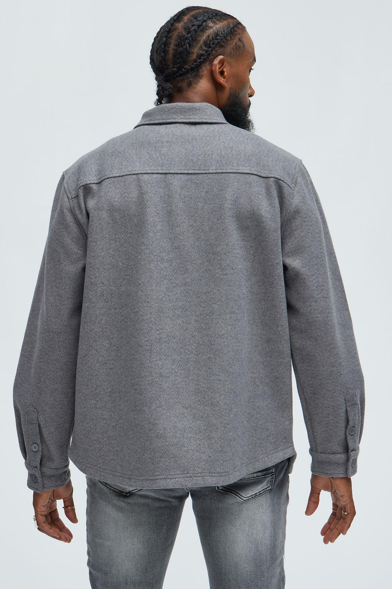 Talbot Wool Like Button Up Shirt - Grey Product Image