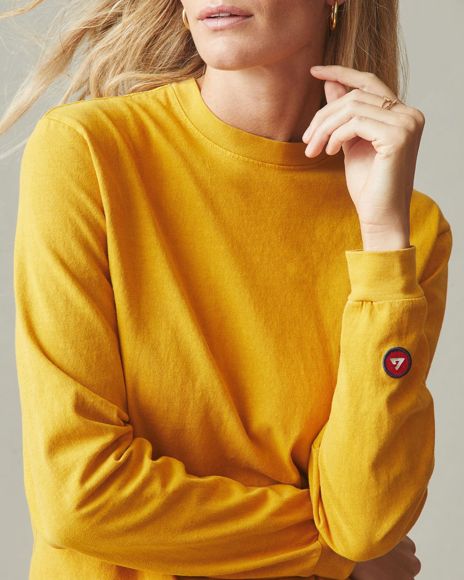Women's Vintage Crew Long Sleeve Tee - Washed Golden Yellow Female Product Image