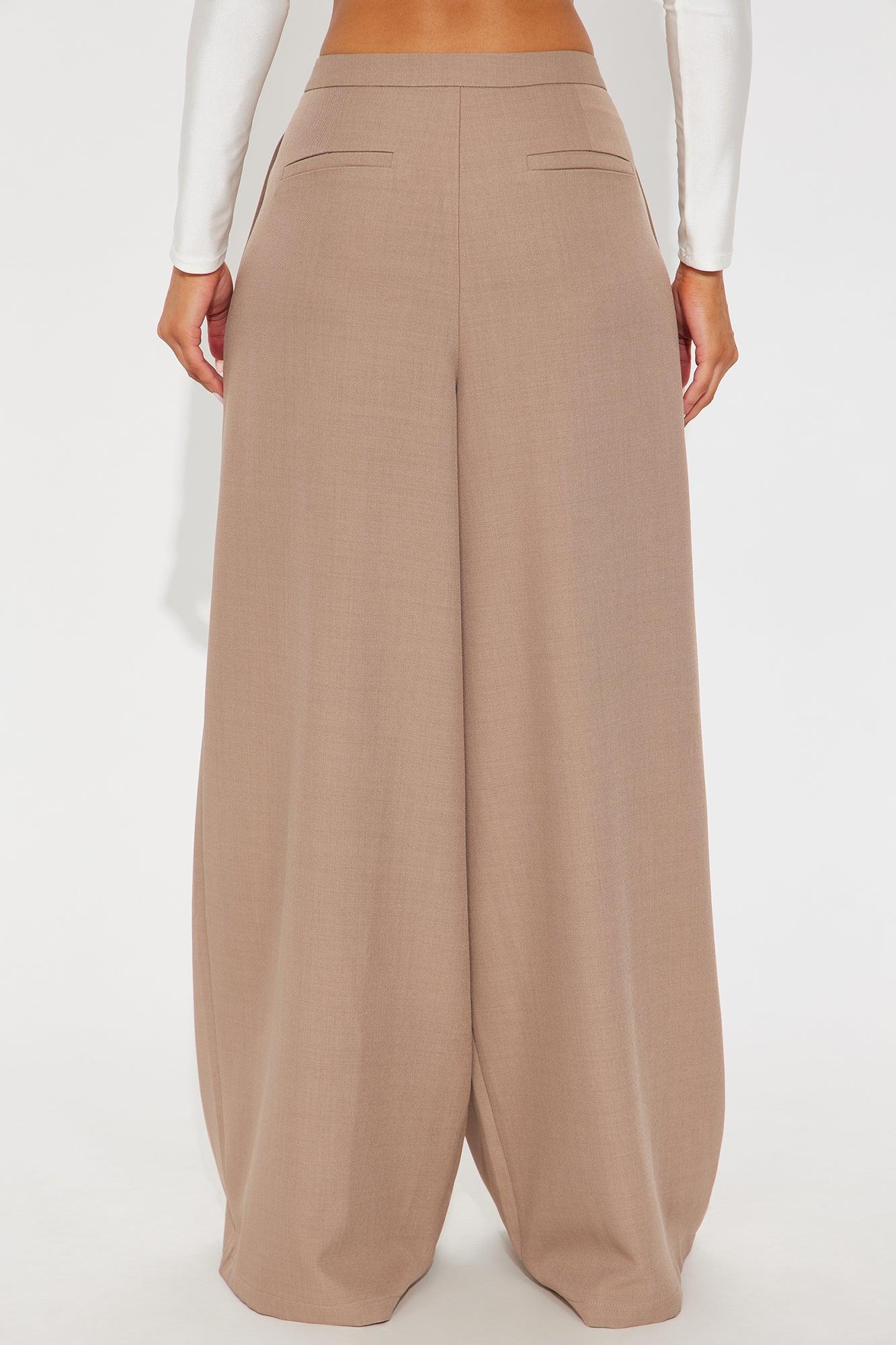 Mia Wide Leg Trouser Pant - Khaki Product Image