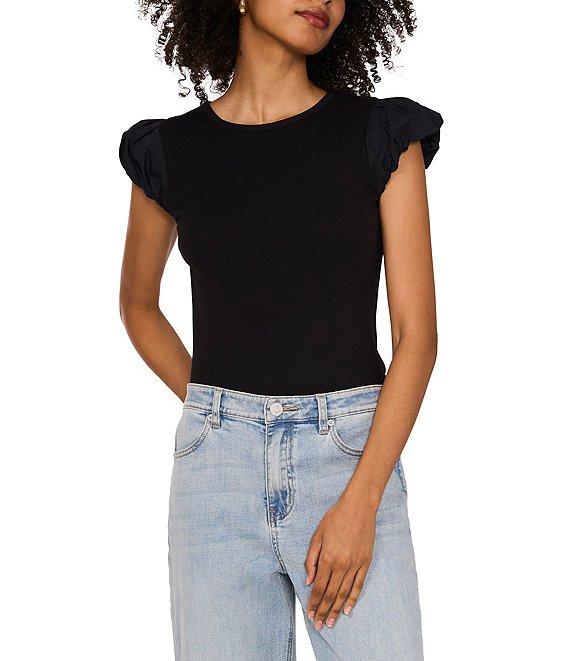 1. STATE Knit Crew Neckline Short Tulip Sleeve Tee Product Image