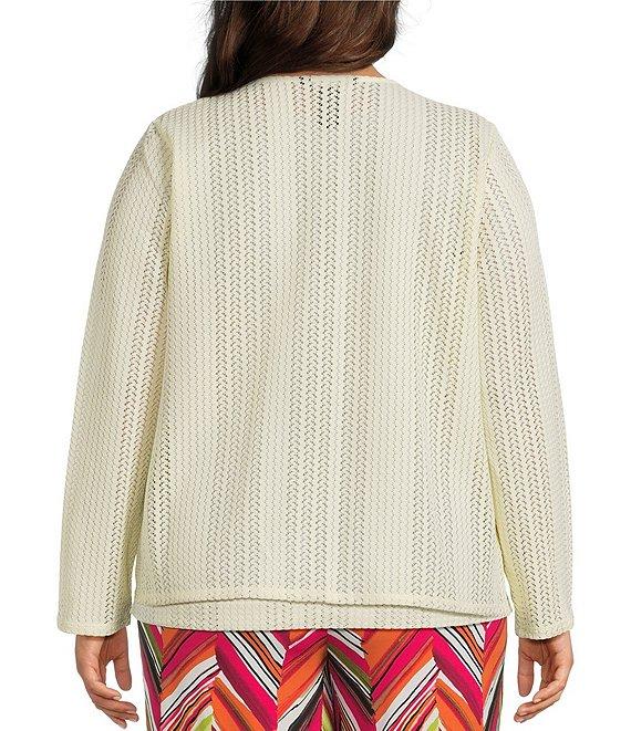 Investments Plus Size Soft Separates Mulit-Way Long Sleeve Crochet Coordinating Topper Product Image