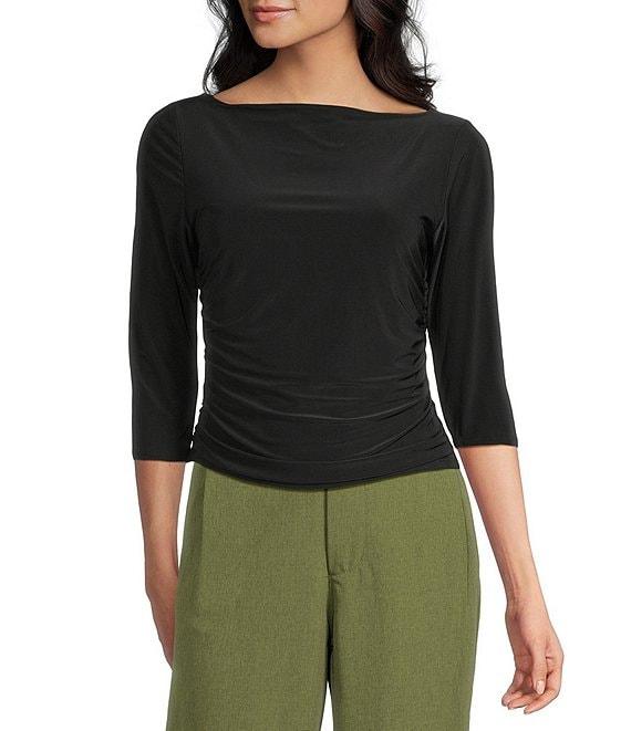 Moa Moa Boat Neck Quarter Sleeve Top Product Image