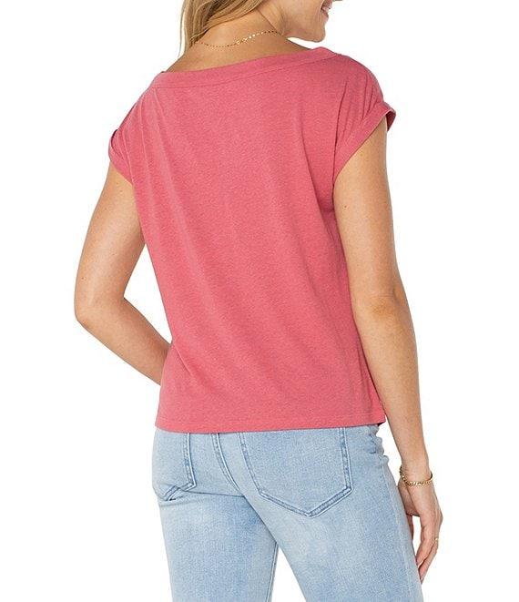 Liverpool Los Angeles Knit Boat Neck Short Flutter Sleeve Top Product Image