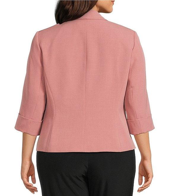 Kasper Plus Size Shawl Collar 3/4 Sleeve Open Front Crepe Jacket Product Image