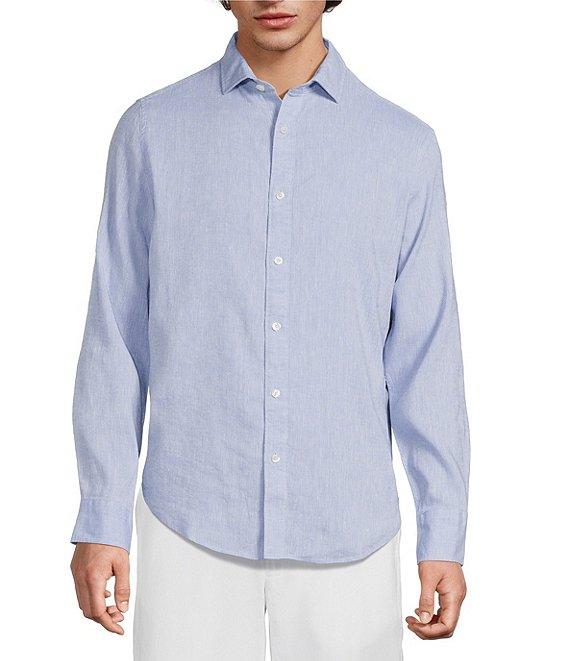 Murano Big & Tall Baird McNutt Linen Classic Fit Solid Long Sleeve Woven Shirt Product Image