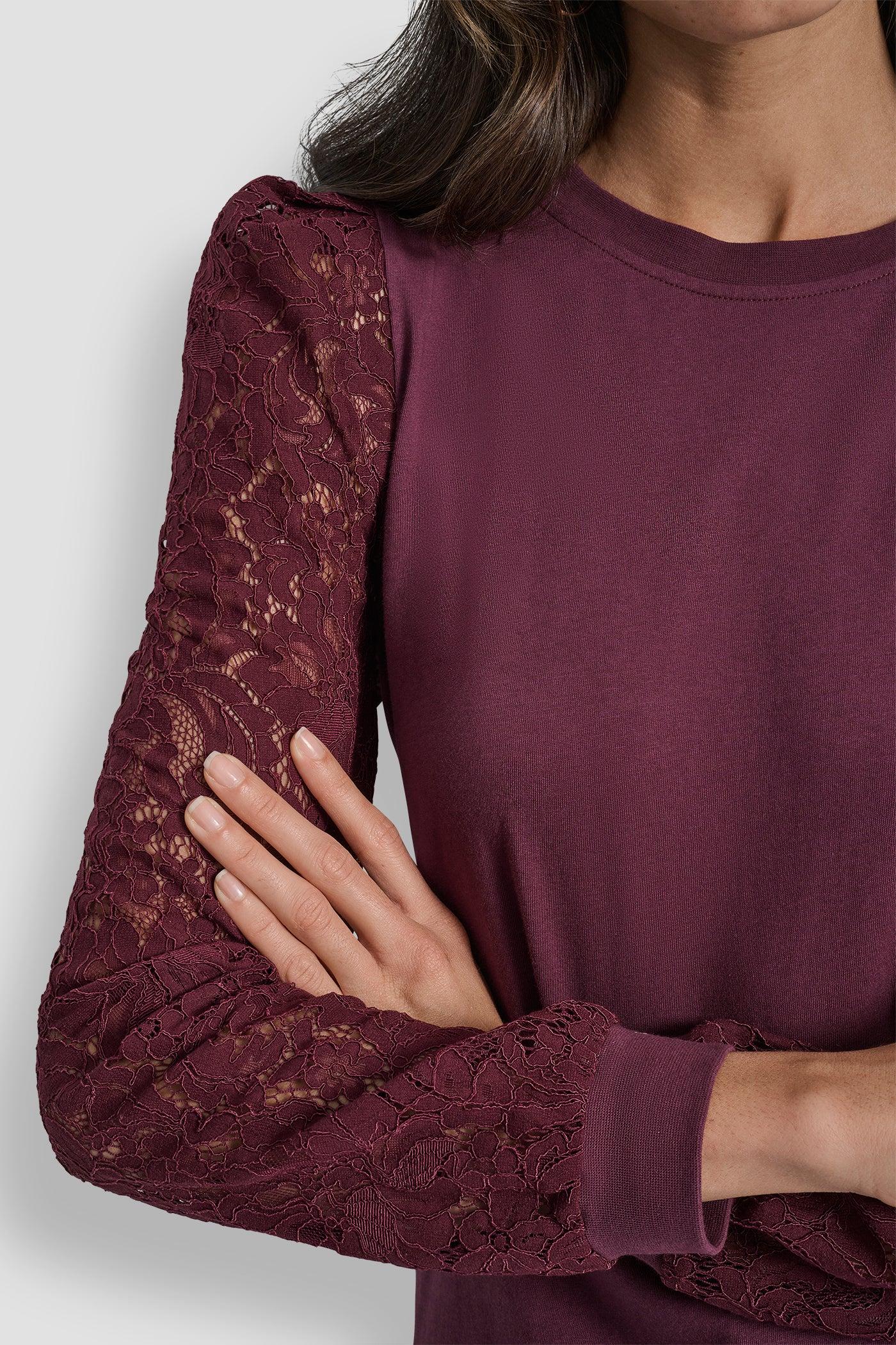 LACE PUFF LONG SLEEVE CREW NECK TEE Product Image