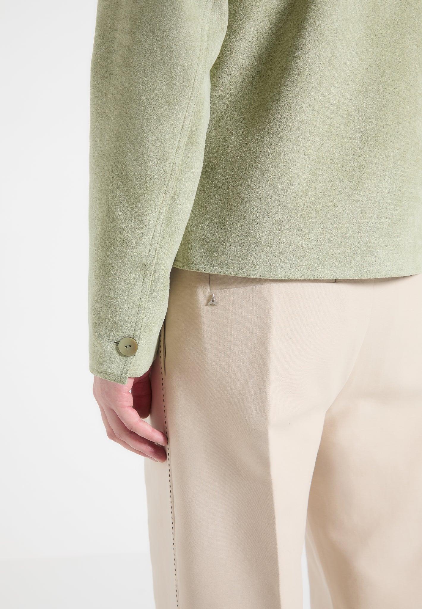 Michel - Suede Jacket with Revere Collar - Sage Male Product Image