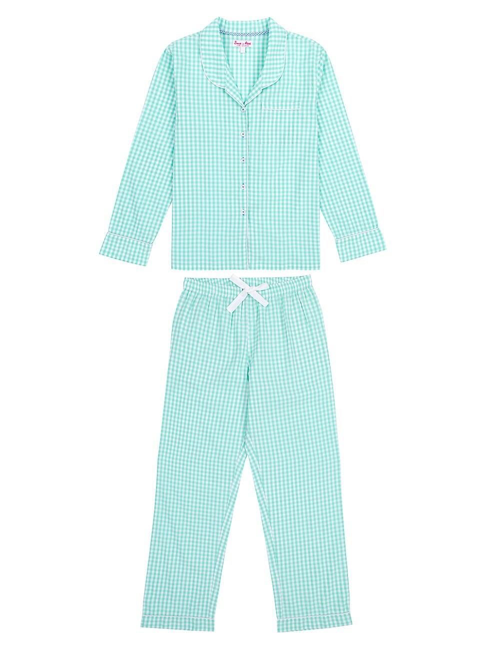 Womens Hepburn Gingham Long Pajama Set Product Image