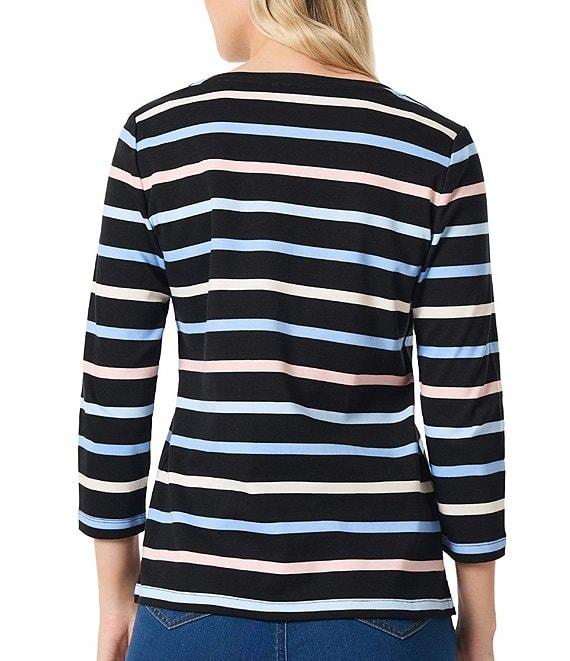 Jones New York Horizontal Stripe 3/4 Sleeve Top Product Image