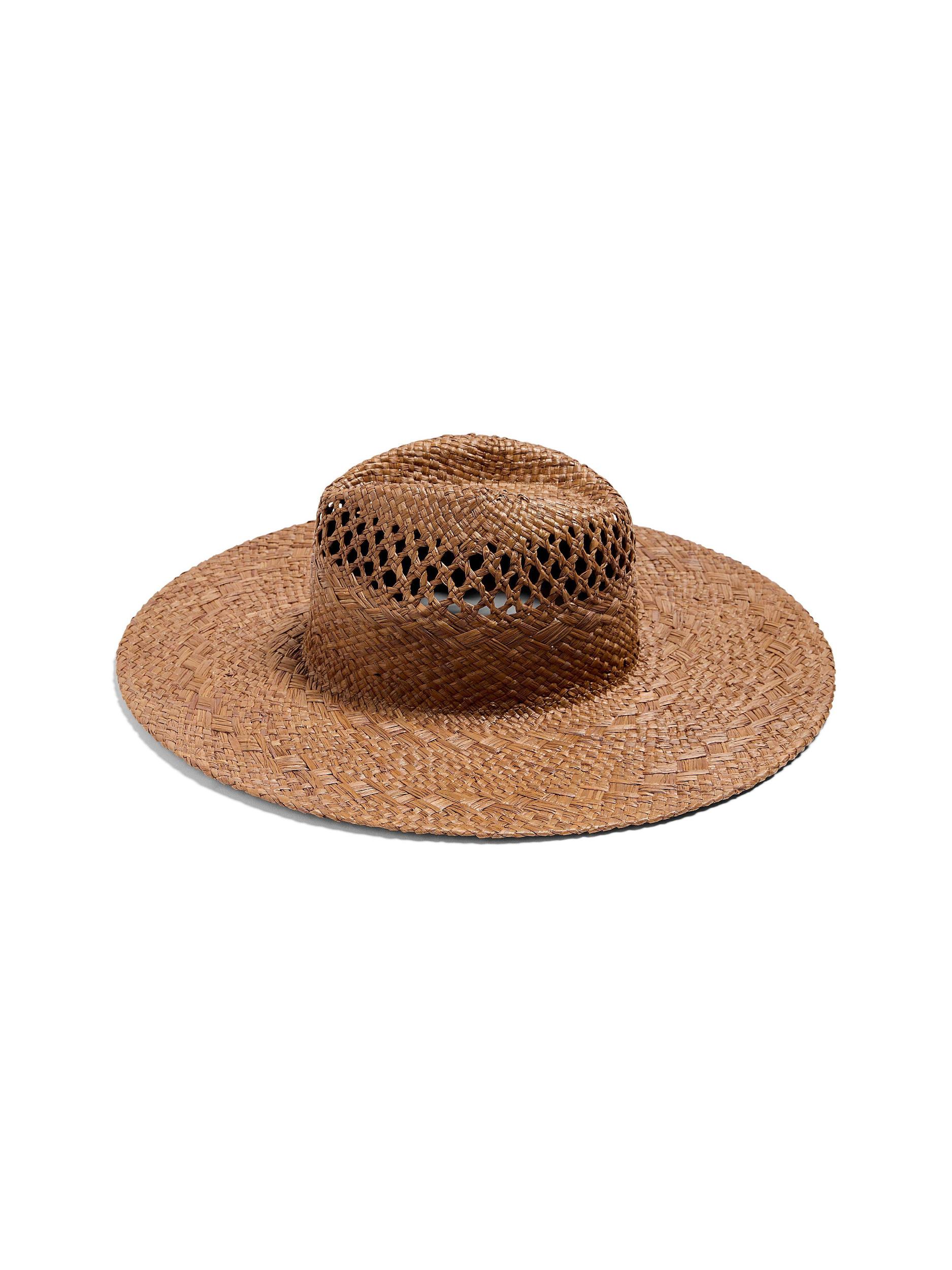 Raffia Mixed Stitch Fedora - Dark Brown Female Product Image