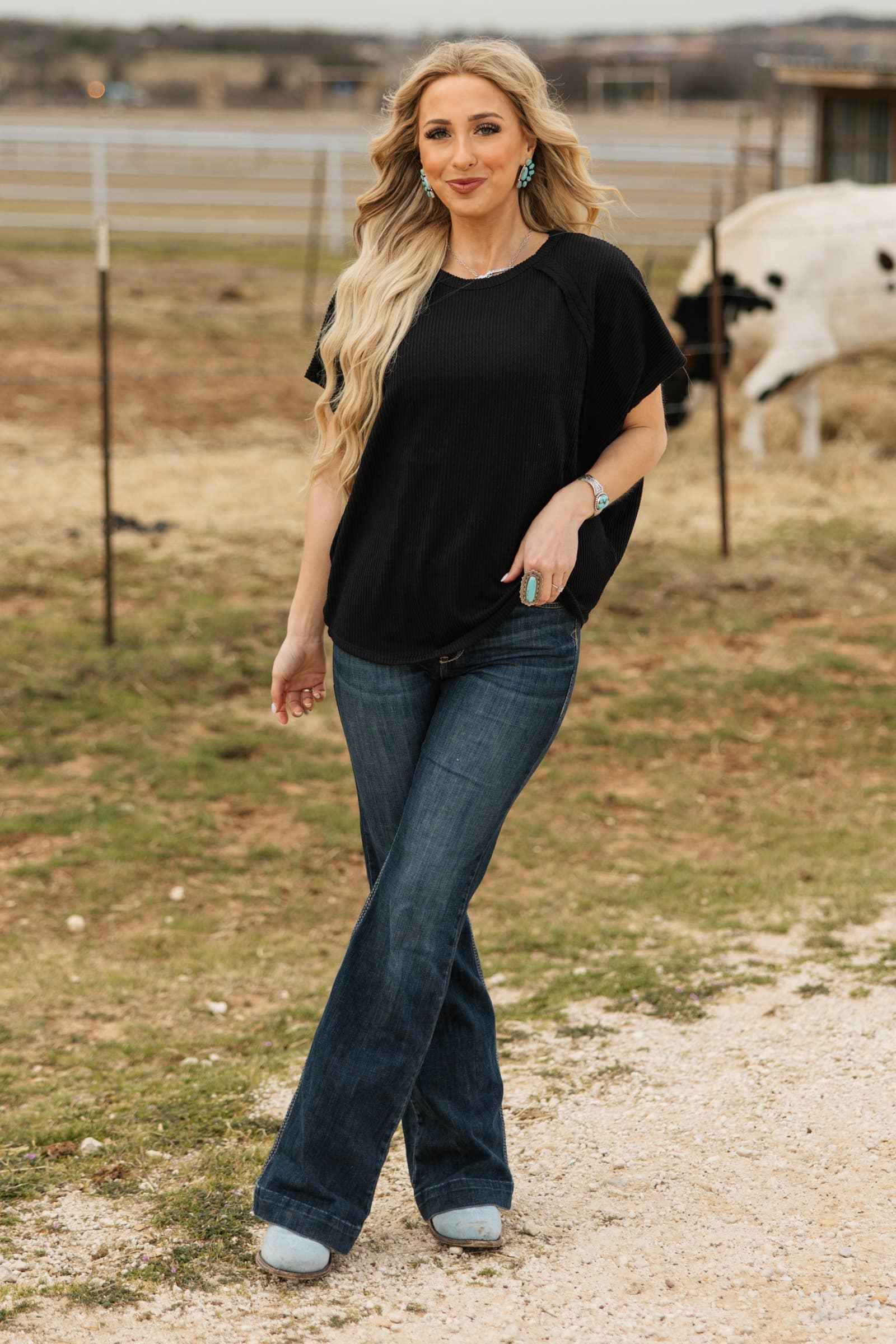 Knit Poncho Top: Navy Product Image