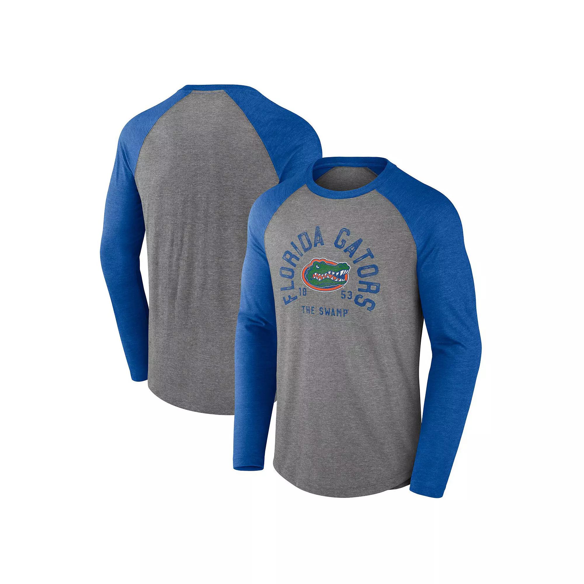 Men's Fanatics Gray Florida Gators Ball Drop Tri-Blend Raglan Long Sleeve T-Shirt, Size: 2XL, Grey Product Image