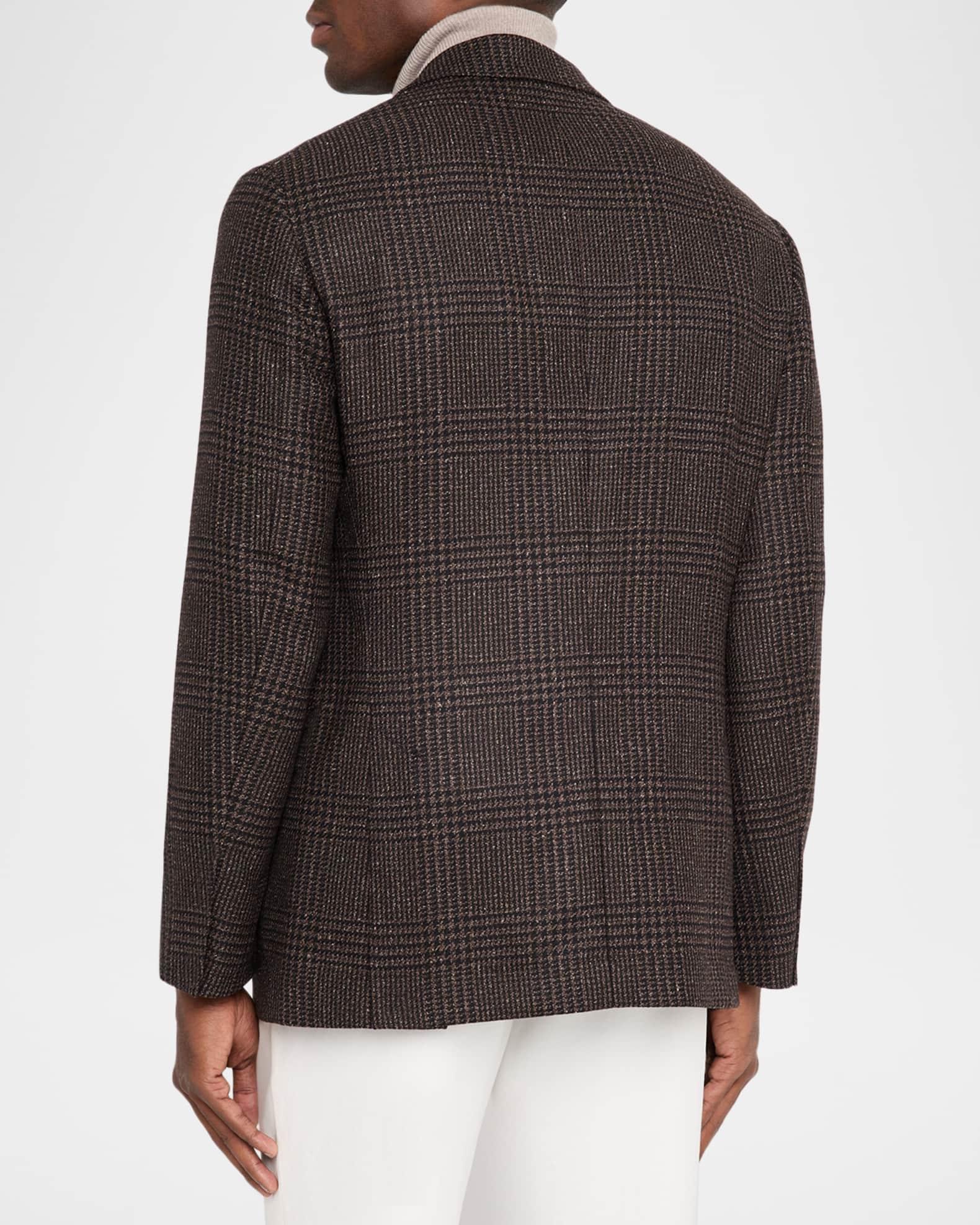 Men's Plaid Wool and Silk Single-Breasted Sport Coat Product Image