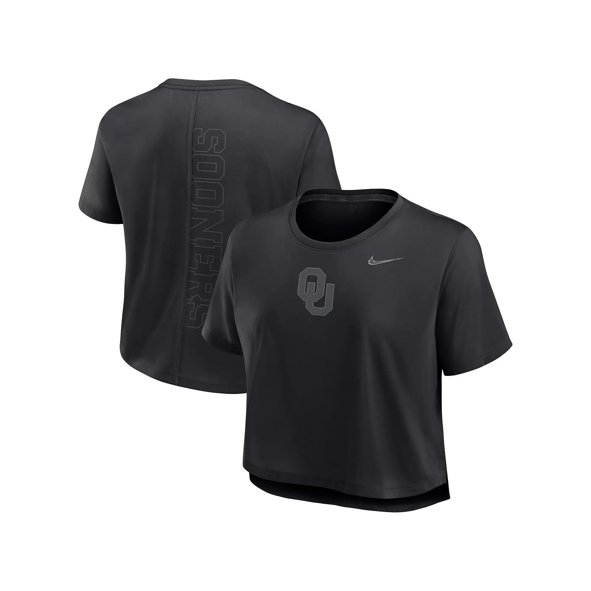 Women's Nike Black Ohio State Buckeyes Performance Cropped T-Shirt, Size: XL Product Image