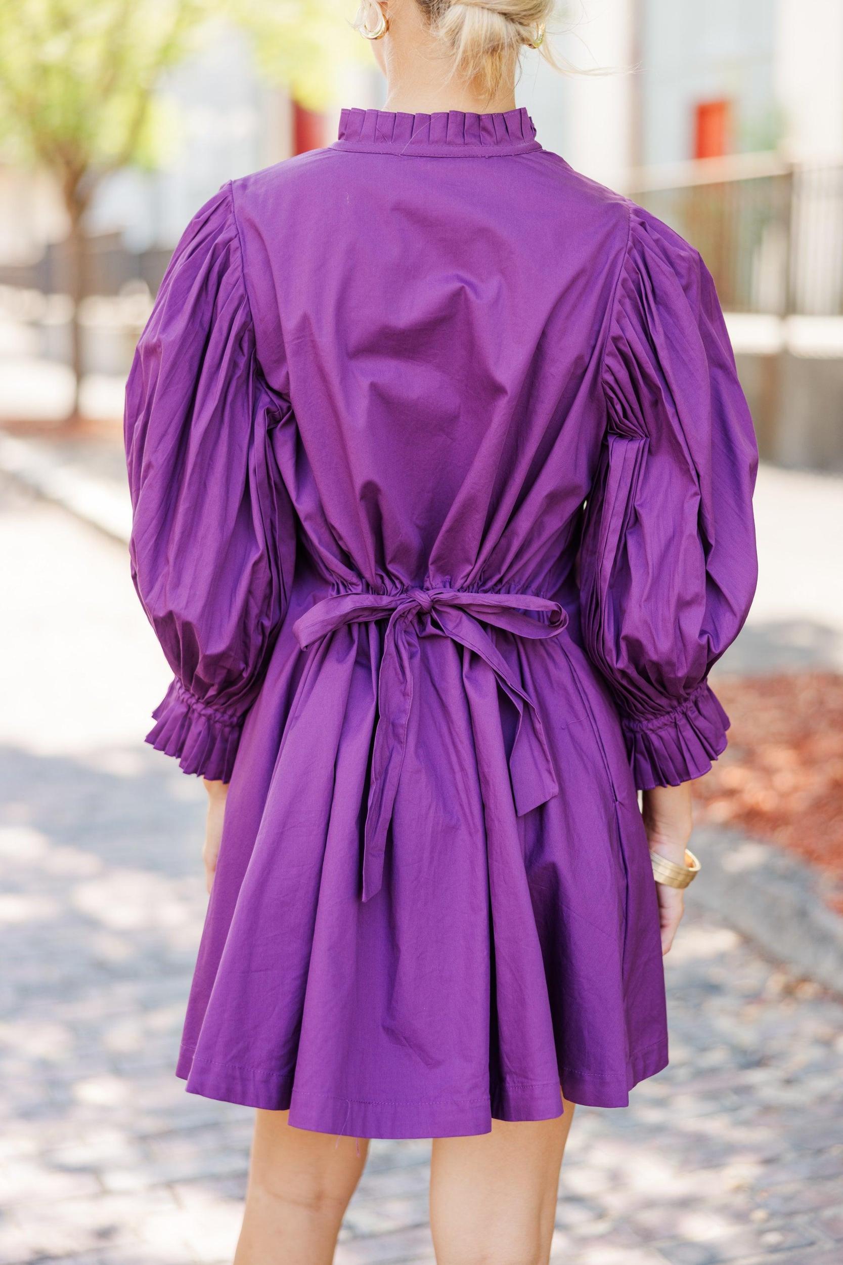 Under The Stars Plum Purple Tie Back Dress Female Product Image