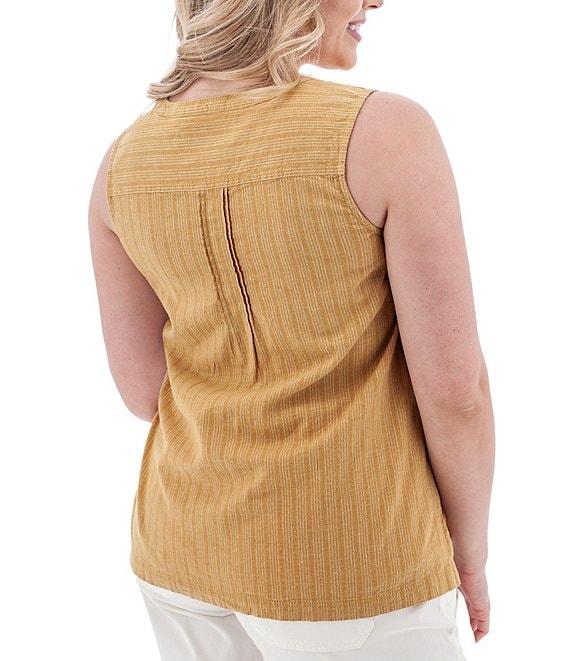 Aventura Breeze Striped Crew Neckline Sleeveless Button Front Tank Product Image